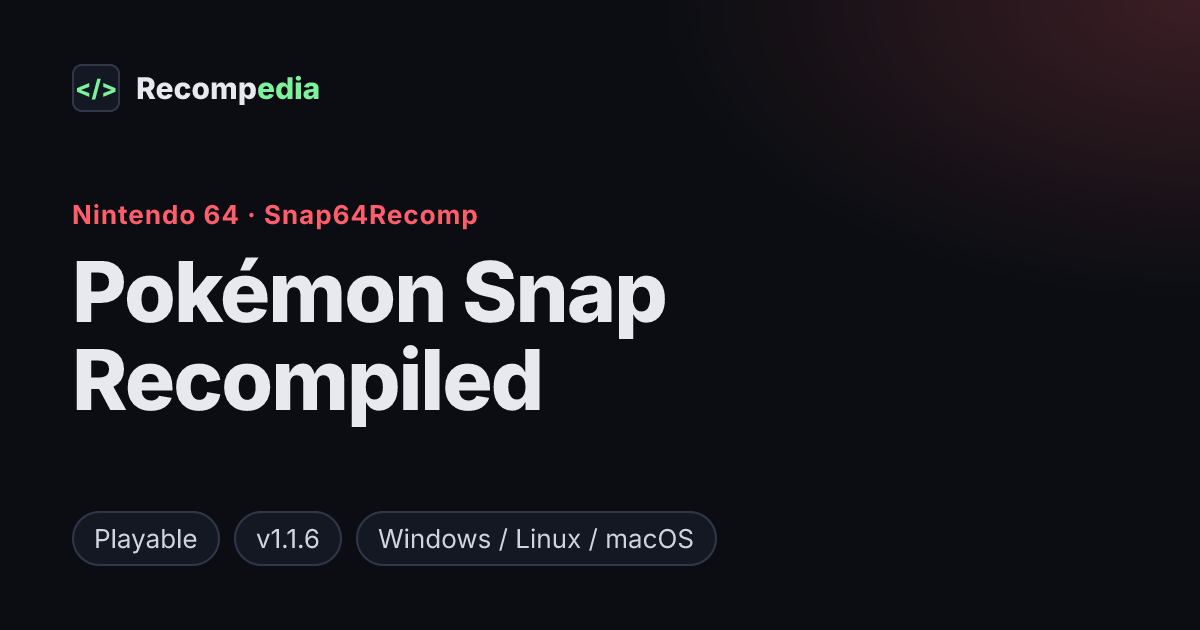 Computer Box Ports Pokémon Snap Recompiled: PC Port Status | Recompedia