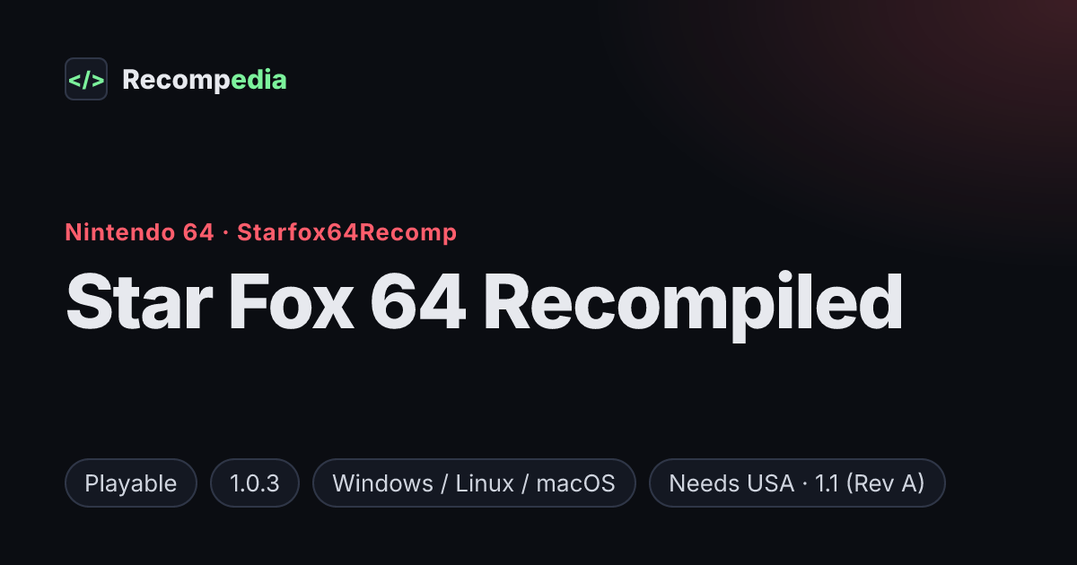 Star Fox 64 Recompiled: PC Port Status | Recompedia